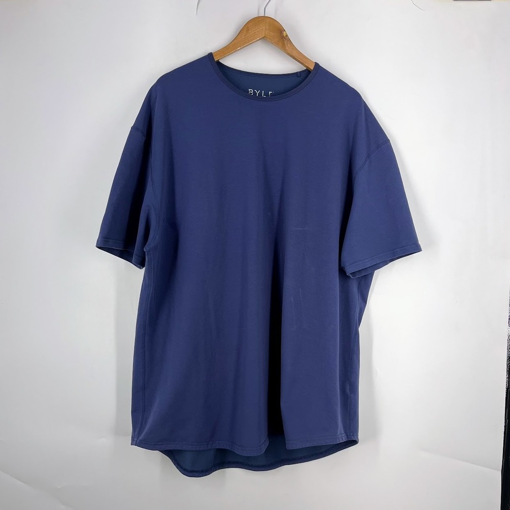 BYLT Premium Basics Mens Drop Cut Lux Short Sleeve T-Shirt Navy Blue XXXL 3XL